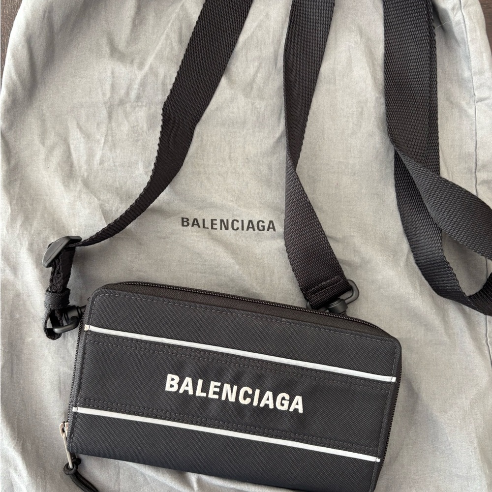 Balenciaga Black Crossbody Bag with White Details